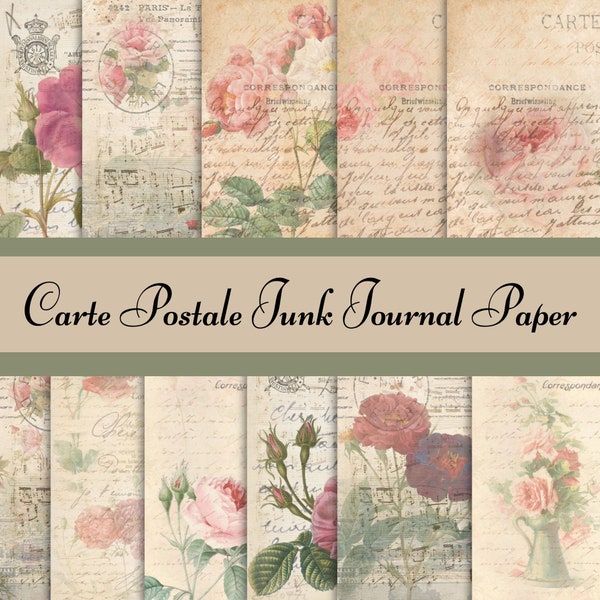 Carte Postale Junk Journal Printable supplies paper