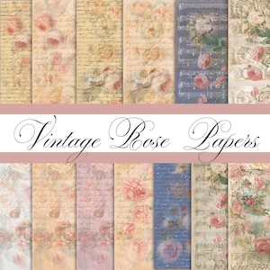 Vintage Rose Papers for junk journaling, scrapbooking, or collage,