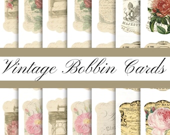 Printable Vintage Bobbin Cards Junk journal ephemera lace cards