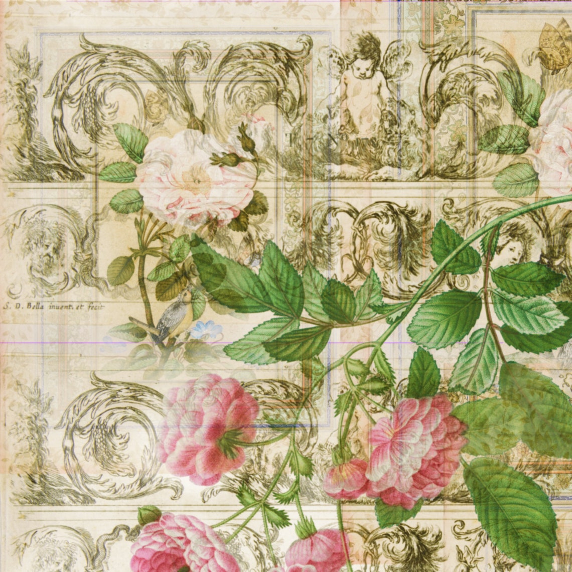 Rose Junk Journal Pages Decoupage Paper Etsy