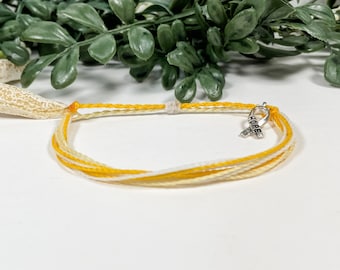 Gold and Yellow Awareness Multi-Strand Adjustable Waterproof String Bracelet | Childhood Cancer | Osteosarcoma | Neuroblastoma