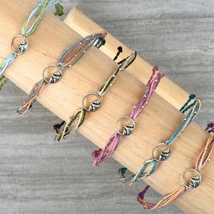 Mountain Charm Bracelet Hiking Adventure Jewelry Adjustable Woven Bracelet Waterproof Gift for Outdoorsy Nature Lovers - Custom Colors