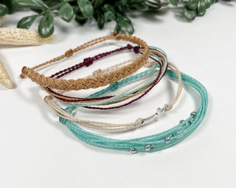 Christian Cross Charm Adjustable Waterproof Wax Cord String Bracelets |  Minimalist Boho Style Jewelry | Friendship Bracelet Set