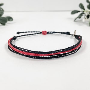 Thin Red Line Firefighter Wax Cord Bracelet