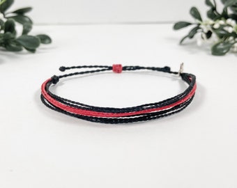 Thin Red Line Adjustable Waterproof Bracelet, Firefighter Gift,  Red Line Heroes, Support Firefighters, Firefighter Wife, First Responder