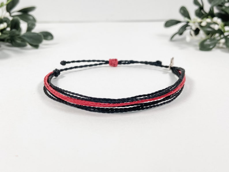 Thin Red Line Firefighter Wax Cord Bracelet