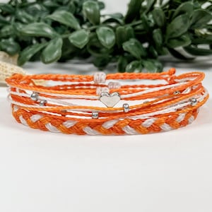 Orange Awareness Adjustable Waterproof Bracelets Minimalist Stackable Friendship Wax Cord Bracelet Leukemia Lupus MS Kidney Cancer image 1