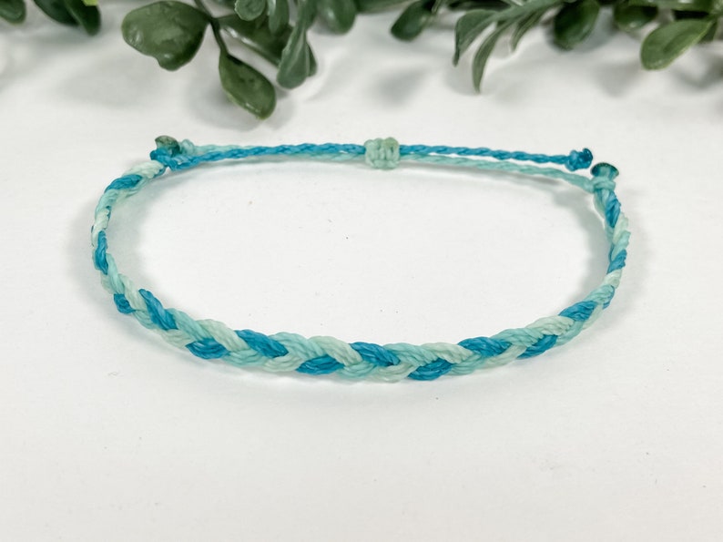 Teal Adjustable Waterproof Bracelet Set Minimalist Stackable Sexual Assault Ovarian Cancer Anxiety Depression Kidney Awareness Braided