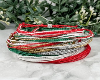 Adjustable Christmas Linhasita Wax Cord Bracelets - Multi-Strand, Waterproof Surfer Bracelet -  Minimalist Boho Style Friendship Jewelry