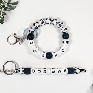 Silicone Beaded Keychain or Wristlet | Dog Mom | Stretchy Elastic Bead Bracelet