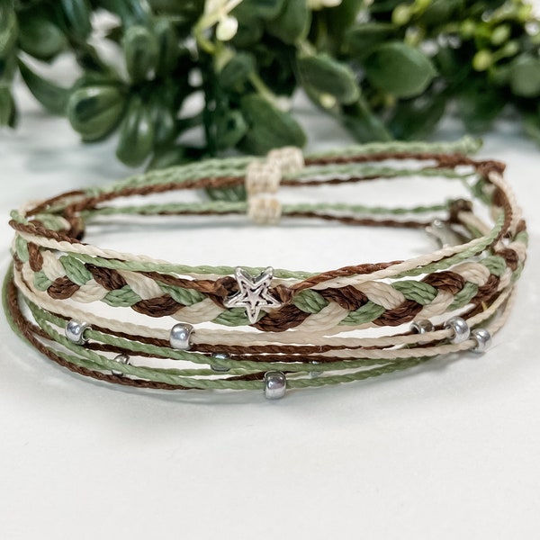 Camouflage Adjustable Waterproof Bracelets | Minimalist Stackable Bracelet | Friendship Wax Cord String | Americana USA | Military Camo