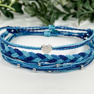 Blue Awareness Adjustable Waterproof Bracelet Set | Minimalist Stackable | Child Abuse | Human Trafficking | Crohn’s Disease | Colon Cancer