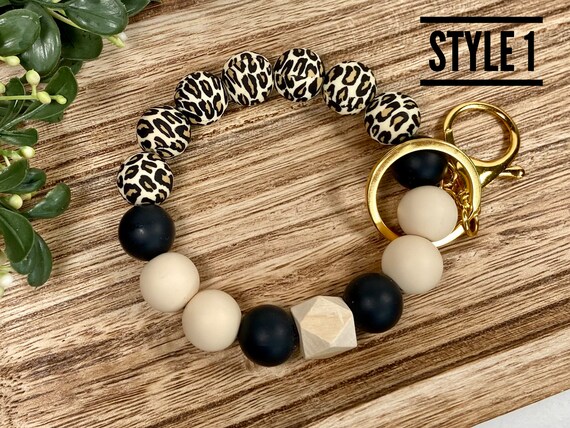 Sither Silicone Keychain Bracelet For Women - Cute Beaded Elastic Key Ring Holder & Wristband - View #9