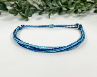 Blue Multi-Strand Adjustable Awareness Bracelets | Minimalist Stackable | Child Abuse | Human Trafficking | Crohn’s Disease | Colon Cancer