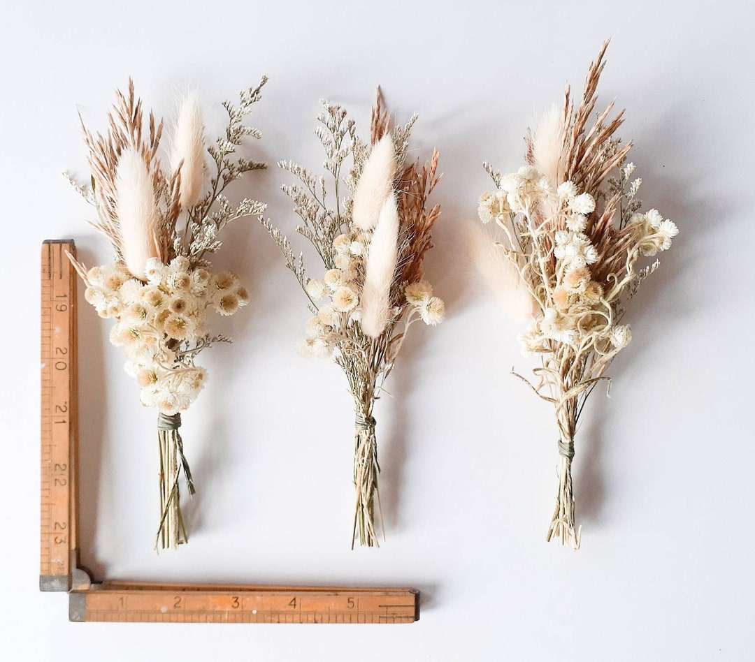 24 Pack Mini Dried Flower Bouquet 6.3'' Pink Sage White Wheat Dried Flowers  for Vase DIY Craft Photo Props Card Decor Bohemian Wedding Dried Flowers