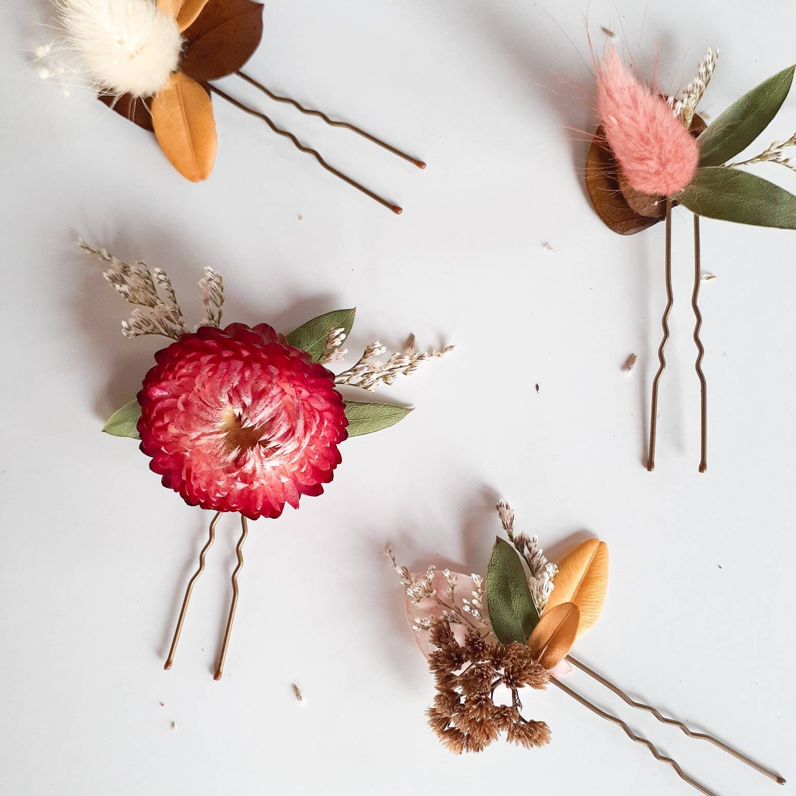 Dried Flower Hair Pin Set Bride Bridal wedding hair hair Etsy