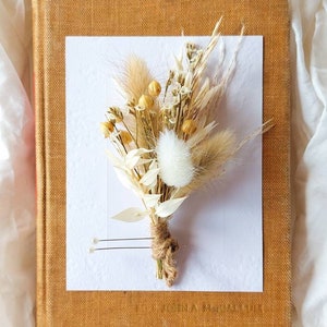 Dried Flower Boutonniere lapel pin woodland wedding buttonhole boho pampas boutonniere groomsman flower boutonniere terracotta rustic groom image 1