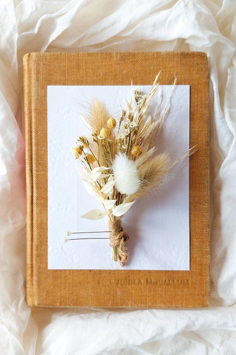 Dried Flower Boutonniere lapel pin woodland wedding buttonhole boho pampas boutonniere groomsman flower boutonniere terracotta rustic groom image 1