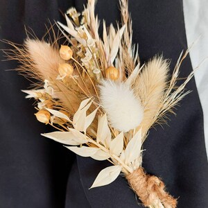 Dried Flower Boutonniere lapel pin woodland wedding buttonhole boho pampas boutonniere groomsman flower boutonniere terracotta rustic groom image 6