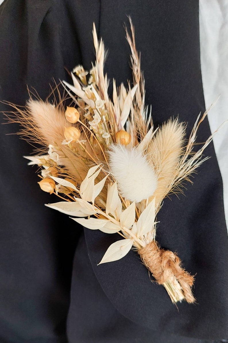 Dried Flower Boutonniere lapel pin woodland wedding buttonhole boho pampas boutonniere groomsman flower boutonniere terracotta rustic groom image 6