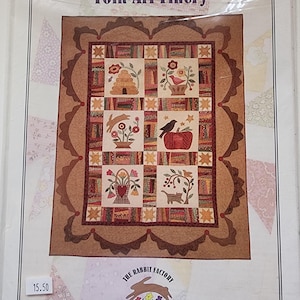 Modello per quilt DESTASH - Folk Art Finery di The Rabbit Factory, modello per quilt con applicazioni primitive, nuovo di zecca.