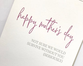 Mother's Day Card Letterpress Mother's Day Card Mother's Day Humor Funny Mothers Day Cards