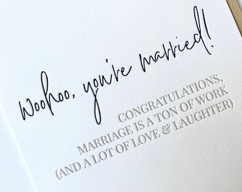 Funny Wedding Congratulations Card: Letterpress Marriage Congrats