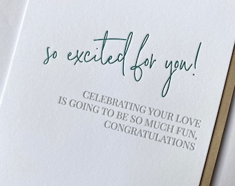 Engaged Excitement, Engagement Congratulations Card, Engagement Congrats Card, Wedding Planning, Letterpress Card, Engagement Card