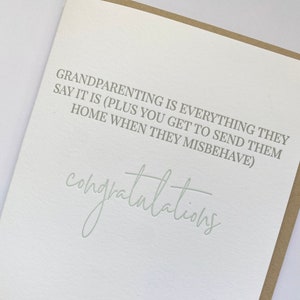 New Grandparents Card, Grandparenting Humor, First Time Grandparent, First Time Grandparents, New Grandparent Letterpress Card