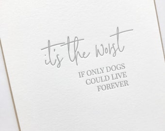 Dog Sympathy Card Letterpress Card Pet Sympathy Card Animal Sympathy Card Dog loss card