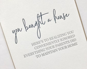 Funny New Home Card: Letterpress Congratulations Card