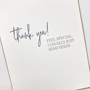 Thank You Card, Funny Thank You Card, Thank You Card Humor, Letterpress Card, Letterpress Thank You, Feel Special Thank You