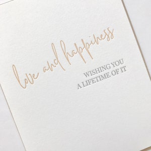 Love and Happiness Card, Wedding Card, Letterpress Wedding Card, Wedding Congratulations Card, Wedding Congrats Card, Letterpress Card