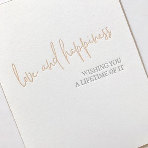 Letterpress Wedding Card: Love and Happiness on Cotton Paper