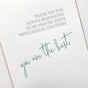 You are the best, Friend Card, Bestie Card, Love Card, Letterpress Card, Friend humor, Friendship Humor, Bestie Humor