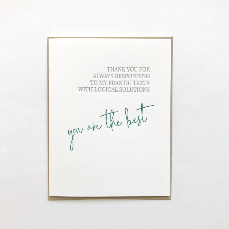 You are the best, Friend Card, Bestie Card, Love Card, Letterpress Card, Friend humor, Friendship Humor, Bestie Humor image 2