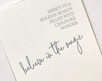 Holiday Letterpress Card Christmas Card Believe in the Magic Card Letterpress Holiday Card