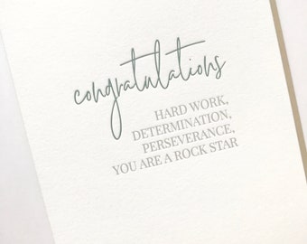 Rock Star Congrats, Congratulations Card, Congrats Card, Letterpress Congratulations, New Job Congrats Card, Promotion Congrats Card