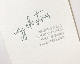 Holiday Letterpress Card Christmas Card Cozy Christmas Letterpress Holiday Card