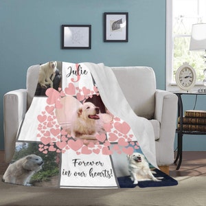 Personalized Pet Photo Blanket, Custom Dog Memorial Gift
