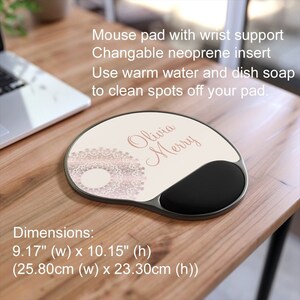 Personalized Mouse pad with Wrist Support, Mandala, Name, Monogram, Computer Accessories, School, Gift, Girl, Boy, Kids, Dorm, Christmas