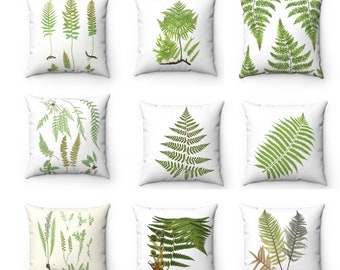 Ferns Mix & Match Decorative Throw Pillow Cover, Green, White, Illustration, Plant, Gift, Christmas, Double-sided print, Indoors, Outdoors