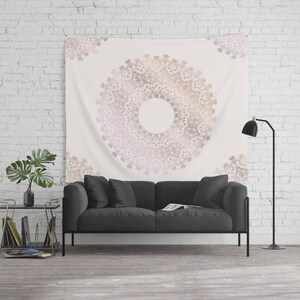 Rose Gold Mandala Wall Tapestry - Grey, Pink, Home, Wall, Decor, Modern, Warming Gift, Boho, Rustic, Gift, Christmas, Elegant, Lace, Zen