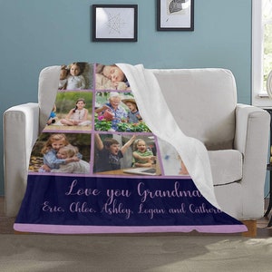 Personalized Photo Collage Blanket, Custom Family Keepsake Gift
