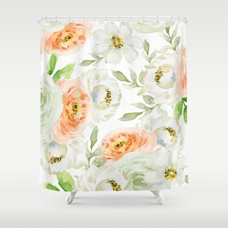 Peaches and Cream Shower Curtain 71Wx74 Etsy