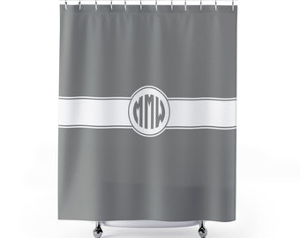 Custom Color and Monogram Shower Curtain Home Decor Bathroom Bath Dorm Girl Christmas Gift Initials Monogram Color Boho Grey Accent