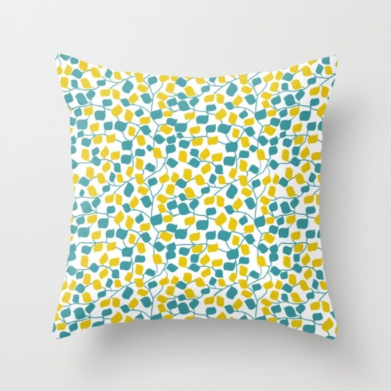 Decorative Throw Pillow Cover Yellow Teal Mix & Match Etsy