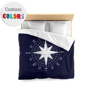 Nautical Compass Microfiber Duvet Cover, Custom Solid Colors Bedding Set
