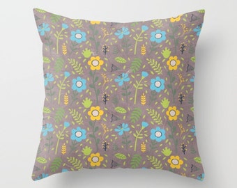 Decorative Throw Pillow Cover - Different sizes, Inserts, Indoors, Outdoors, Boho, Hippie, Yellow, Green, Gift, Pattern, Floral, Blue, Kids