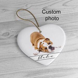 Custom Photo and Text Christmas Tree Ornament, Family, Dog, Pet, Gift, Heart, Keepsake, Personalized ornament, Dog Lover Gift, Personalized